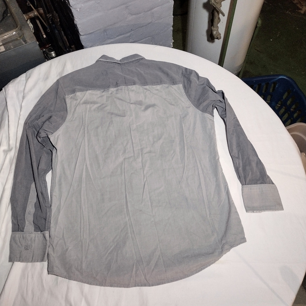 International Concepts Two Tone Gray Casual Button Down Shirt - Picture 3 of 14